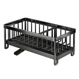 Tookie Sink Caddy kitchen Organzier, Quick-Dry Sponge Caddy Organizer with Self-Draining Tray, Rustproof Brush Holder for Countertop, Storage Organizer Rack for Sponge/Dish Soap/Gadgets(Black)