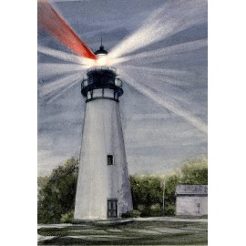 Bella Terra Publishing Amelia Island Lighthouse, Florida Night Lights. Gerald Hill Watercolor Notecards - Set of 12