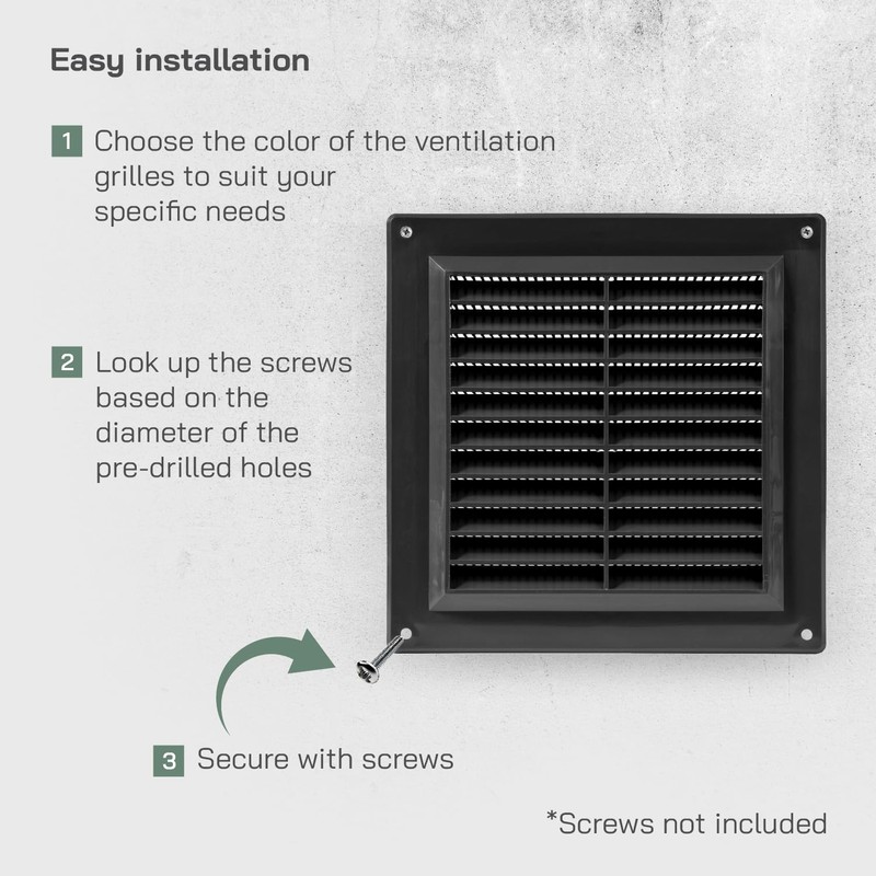 Vent Systems 4'' x 4" Inch Black Air Vent Cover