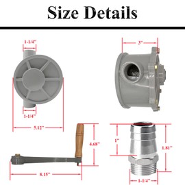 Hand Gas Diesel Transfer Pump for 30 Gallon 35 gallon 40 gallon Gas Fuel Diesel Caddy, Aluminum Drum Rotary Hand Pump Easy to Handle, Inlet Pipe 1-1/4",outlet pipe 1-1/4" - 1.25 inch