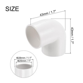 QUARKZMAN PVC Pipe Connector 90 Degree Angle Pipe Fitting 25mm White Direction Change for DIY PVC Shelf Garden Hose Electrical Installation Pipe Pack of 30