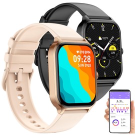 newgen medicals Smartwatch Women's iOS: Set of 2 Smartwatch Fitness Watch with Tel.-FSP. Black/Black + Gold/Rose (Smartwatch Women's Phone Function, Fitness Watch Men's Blood Pressure, Smart)