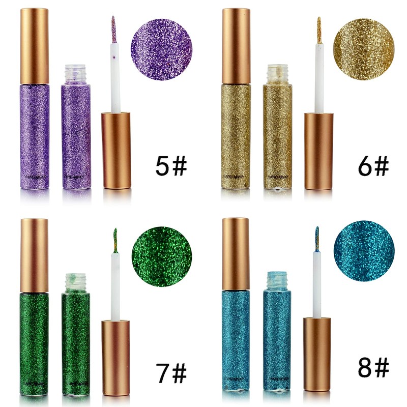 Coloured Glitter Eyeliner Liquid，Purple Glitter Liquid Eye Liner, Waterproof Eyeliner