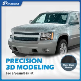 KarSpareHub Headlights W/Bulbs for 2007-2014 Chevy Tahoe Suburban 1500, 2007-2013 Avalanche Suburban 2500 Headlamp Replacement Driver & Passenger Side, Black Housing