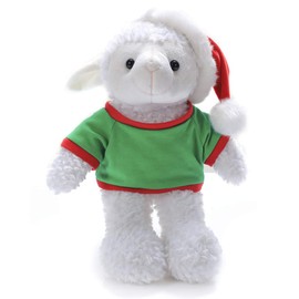 Plushland Soft Plush Animal 12 Inch, Stuffed Animal Holiday Toys Gift with Hat and Matching Green Shirt - Great Present for Christmas (Sheep)