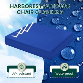 HARBOREST Outdoor Chair Cushions Set of 4 - Square Corner Water Resistant Outdoor Cushions for Patio Furniture - Patio Furniture Cushions with Ties, 18.5"x16"x3", Royal Blue