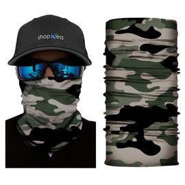 ShopINess Bandana Neckerchief Multifunctional Scarf Unisex for Motorcycle Sports and Outdoor Camo Style, Green