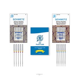 SCHMETZ Stretch Sewing Machine Needle Combo Pack (10 Needles Total and 1 SCHMETZ ABC Pocket Guide)