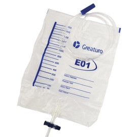 Medstar »Bolsa para orina para cama de 2000 ml, con pack de 10 unidades, rectangular, »Transparente, Válvula T, »Libre de látex