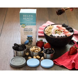 SMALL Condiment Size Leak Proof Stainless Steel Food Container | Great For Portion Control Snacks & Salad Dressing | Goes With Bento Box & Lunch Box | Dipping Container With Silicone Lids [3 PCS Set]