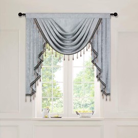 ELKCA Thick Double-Sided Chenille Window Curtains Single Swag Valance for Living Room, Silver Grey Valance for Bedroom,Rod Pocket (W39inch,1 Panel)