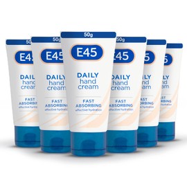 E45 Daily Hand Cream 50 ml – Hand Cream for Very Dry Hands - Moisturiser for Dry Skin and Sensitive Skin - Non-Greasy Hand Repair Cream for Soft and Supple Hands - Fast Absorption Formula (Pack Of 6)