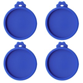 Pine & Linen 4 Pcs 2.5inch Durable Pet Can Lids, Silicone Small Pet Can Covers Waterproof Cat Food Cans Lids for 3 oz Cat Food Cans（Blue）