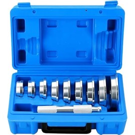 Bearing Press Kit | 10pc Bearing Race and Seal Driver Set with a Driver Handle and 9 Discs Collar Axle Housing, Universal Tool for Bearing Races and Seals in Automotive Wheel Hubs
