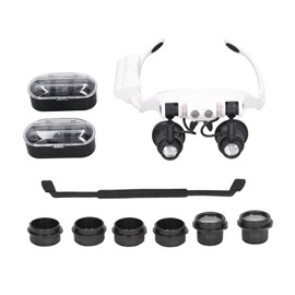 Head Magnifying Glass 10x 15x 20x 25x Hands Free Magnifier with 2 LED Lights Watch Repair Tool