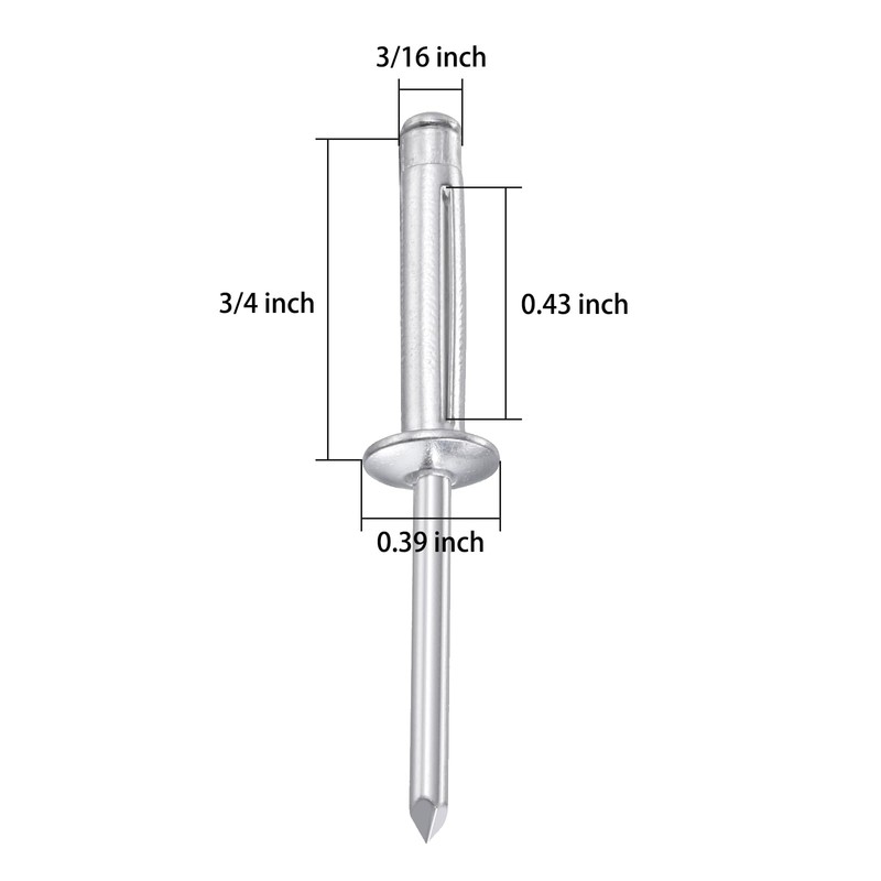 Wensilon (150 pcs) Tri-Fold Rivets Assortment 3/16 * 3/4，Tri Grip