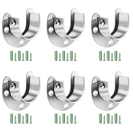 YEYIT 6 Pcs Flange Rod Holder,Closet Rod Holder,U Shaped End Rod Bracket Stainless Steel 25mm Closet Pole Socket for Wardrobe Rod Shower Curtain Rod