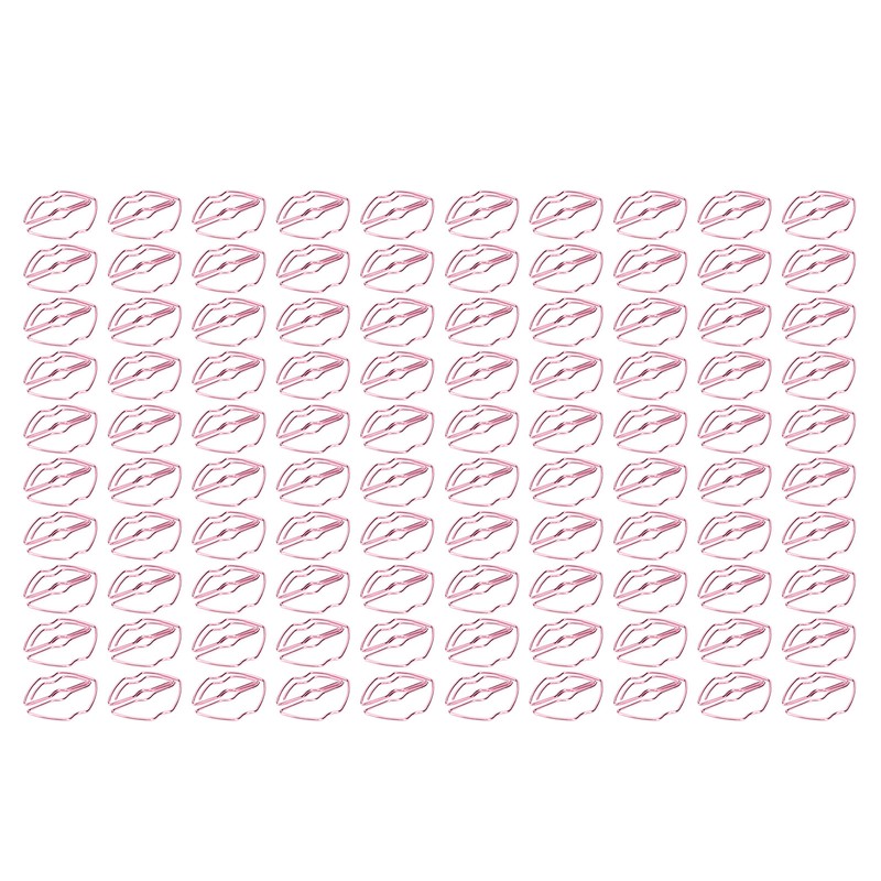 100pcs Paper Clips Portable Purple Lip Shape Rustproof Electroplated Metal