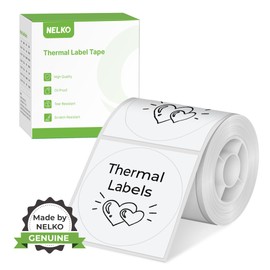 Thermal Labels for Nelko PM220 Label Maker, 2 inch (50mm) Round Thermal Label, Waterproof, Multi-Purpose Tab Tape, 1 Roll of 150 Self-Adhesive Thermal Paper (White)
