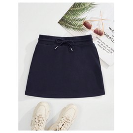 SHENHE - Minifalda deportiva con bolsillos y cintura con cordón para mujer, Azul profundo, M