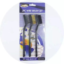 Unbranded 3Pcs Wire Brush Set - Stainless Steel, Nylon, Brass Bristles for Cleaning & Rust - 1 pack