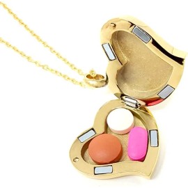 Pill Thing, INC. Heart Pill Necklace - Polished Heart Locket with Magnetic Closure - 26" - Gold Forever