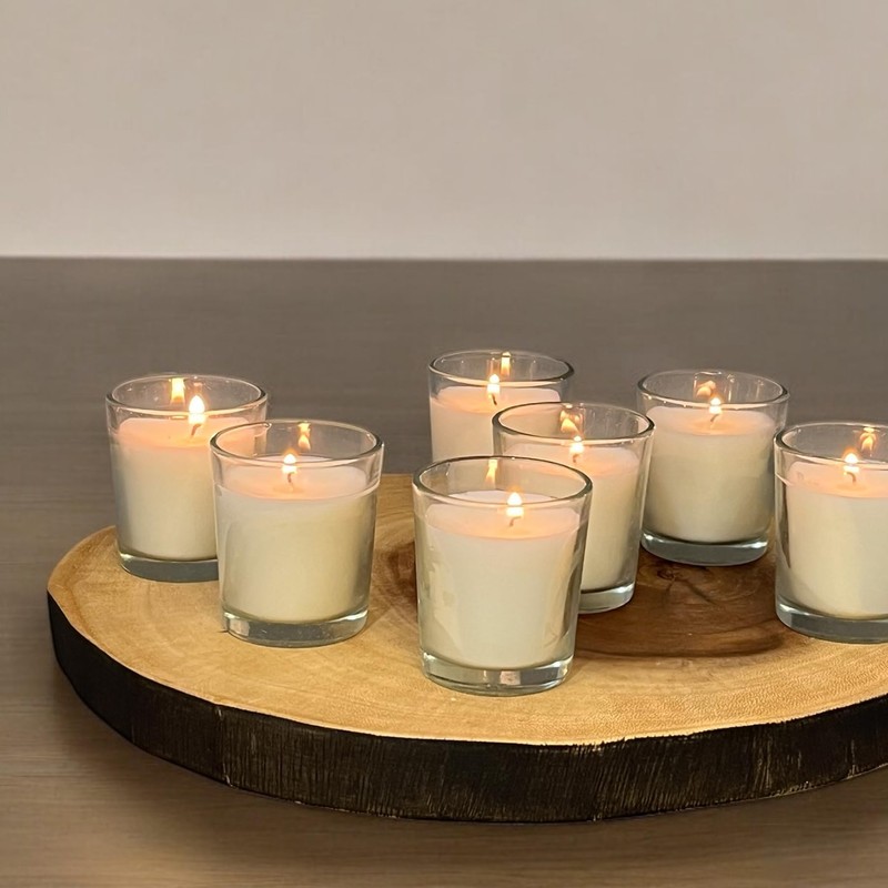 Stonebriar 48 Pack Unscented Long Burning Clear Glass Ivory Wax