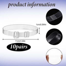 10 Pairs Transparent Invisible High Heel Shoe Straps, AdjustableElastic Shoe Straps for Heels Ankle Strap with Adjustable Buckle Anti Loose Shoes Laces Replacement Kit for Holding Loose High