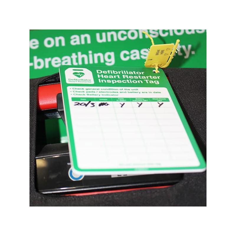 V Safety Defibrillator Inspection Tag Kit Pack of 10