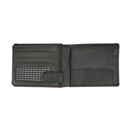 Manza Wallet I Wallet Made of High-Quality Leather with RFID Protection I Men's Wallet with Coin Compartment I 13 Slots for Credit Cards I Wallet in Landscape Format, black/red, Landscape