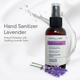 Olivia Care Hand Sanitizer Alcohol Based and Infused with Cleansing Lavender Essential Oils 4 FL OZ