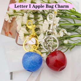 Initial Letter I Keychain Letter Bag Charm Set Gold Blue Purse Charms for Handbags Cute Silver Pink Wallet Car Key Alphabet Key Chain for Women Birthday gifts Fruit Backpack Keychains Accessories