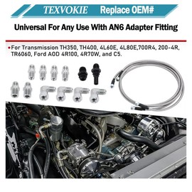 6AN 70" Transmission Fluid Oil Cooler Hose Line Kit&Separator Clamp, Fit for GM Chevy Transmission TH400 4L60E 4L80E TH350 700R4 200-4R TR6060 Ford AOD 4R100 4R70W,C5 Stainless Steel Braided PTFE Hose
