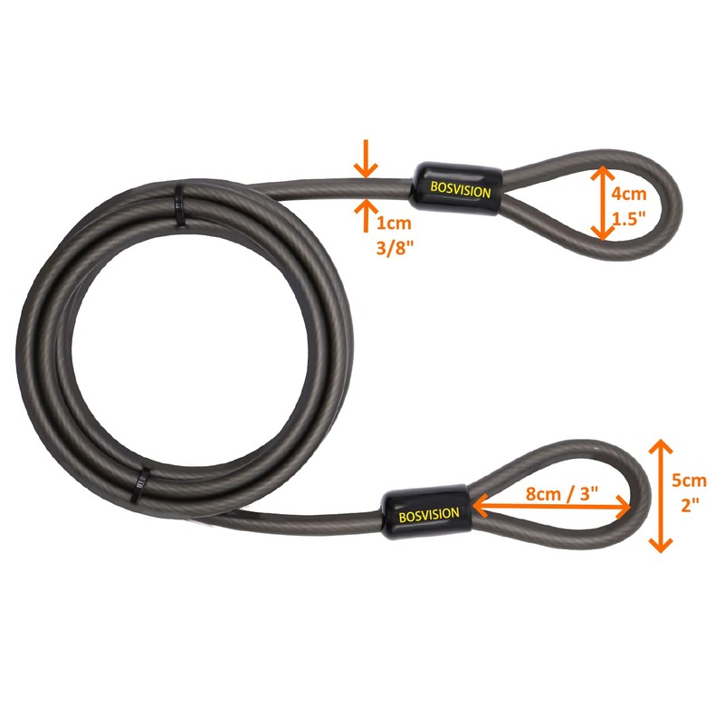 Spiral Cable Lock, Double Loop Steel Security Cable, Bicycle Lock