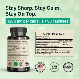 VINATURA PhosphatidylSerine 1200mg - with Rhodiola Rosea, 90 Capsules 30 Servings