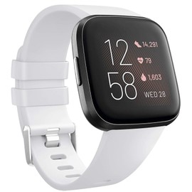 Tobfit Sport Bands Compatible with Fitbit Versa, Soft TPU Wristbands Accessories for Women & Men, White, Small