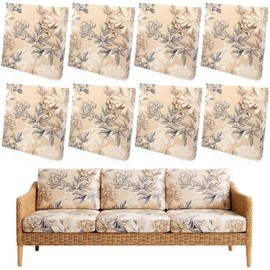 Tegeme 8 Pcs Stretch Printed Sofa Cushion Covers Outdoor Floral Couch Covers Replacement Outdoor Couch and Sofa Slipcovers Furniture Cushion Washable Reusable Furniture Protector (Classic)