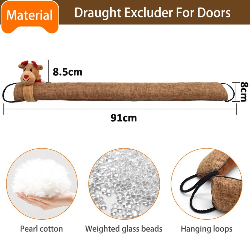JNUYISW Draught Excluder, 91cm Elk Weighted Draft Excluder for Doors