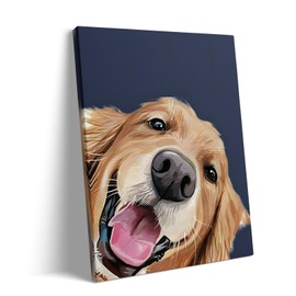 Dog Puppy Day Canvas Wall Art Decor - Golden Retriever Frame painting, Dog Portrait with Joyful Expression Print, Ideal for Living Room, Gift for Puppy Lovers 8X10 inch