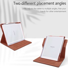 E NET-CASE Case for Remarkable 2 Tablet 10.3 inch (2020 Released) - New Upgraded Design 360 Degree Rotating Stand Cover for Remarkable 2 Digital Paper with Pencil Holder (Brown)