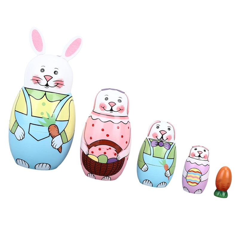 Wooden Russian Nesting Dolls Rabbit Shape Wood Nesting Dolls for