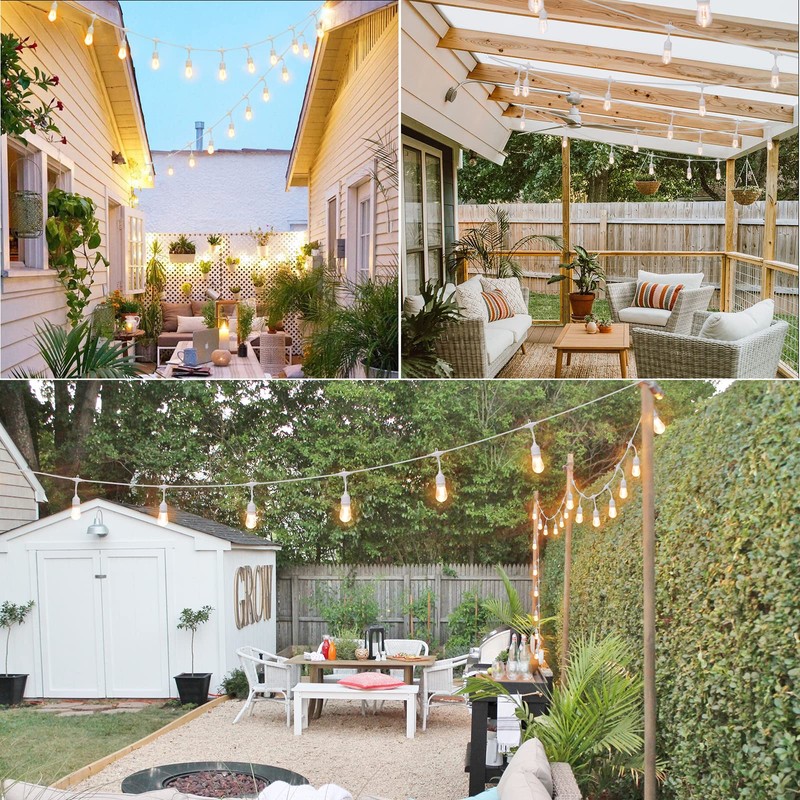 Mlambert 96FT LED Outdoor String Lights, Dimmable Waterproof Patio Lights