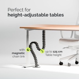 VALU Cable Management Spine – 49 Inch Cable Organizer for Standing & Fixed Desks – Sturdy & Flexible with Magnetic Link – Cord Management System Under Desk with Steel Base & Non-Slip Pads