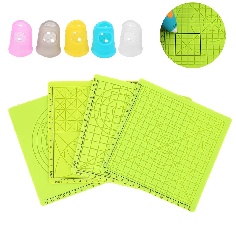 4Pcs 3D Printing Pen Silicone Pad Green Copy Board Soft