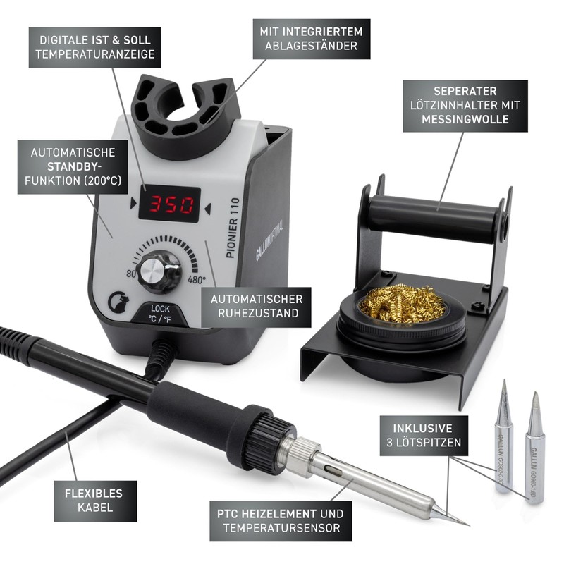 GALLUNOPTIMAL Pionier Soldering Station 110 - 68 Watt - Temperature