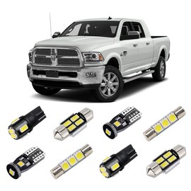 BRISHINE Kit de luces LED interiores blancas para Dodge Ram 2009 2010 2011 2012 2013 2014 2015 2016 2017 2018 Super Bright 6000K LED Paquete de bombillas interiores + luces de matrícula y herramienta de instalación