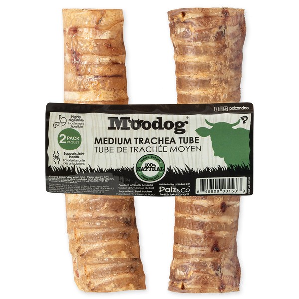 Palz&Co Moodog 6" Beef Trachea Tubes for Dogs - Natural