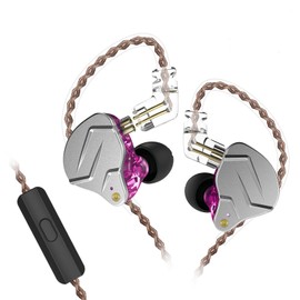 FEDAI KZ ZSN Pro IEM in Ear Monitors,HiFi Wired Earbuds Headphones with Hybrid Dual Driver 1BA 1DD High Fidelity Musicians in-Ear Earphones Detachable Cable for Gaming Earbuds(Purple with Mic).