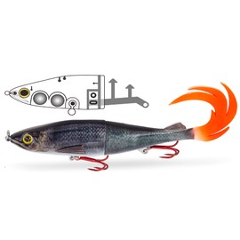 FISHN® Switch, 41 g, 16.5/18 cm, with interchangeable rear, extreme swimming action, fishing lure for pike fishing, softbait, swimbait, bait for fishing for pike, zander, catfish (silver fish)