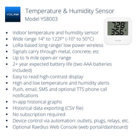 YoLink SpeakerHub & Two Temp/Humidity Sensors Starter Kit – Audio Hub Plays Tones/Sounds, Spoken Messages, Text Messages, LoRa-Powered ¼ Mile Range, Compatible with IFTTT, WiFi Required
